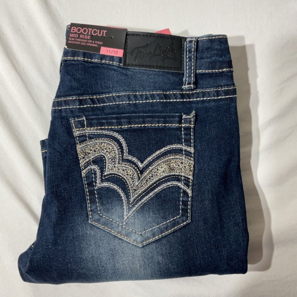 Wallflower Womens Bootcut Mid Rise Dark Wash Jeans Size 11/12 Stretch Denim New